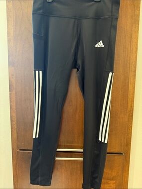 adidas Black Leggings with White Side Stripes for Kids
